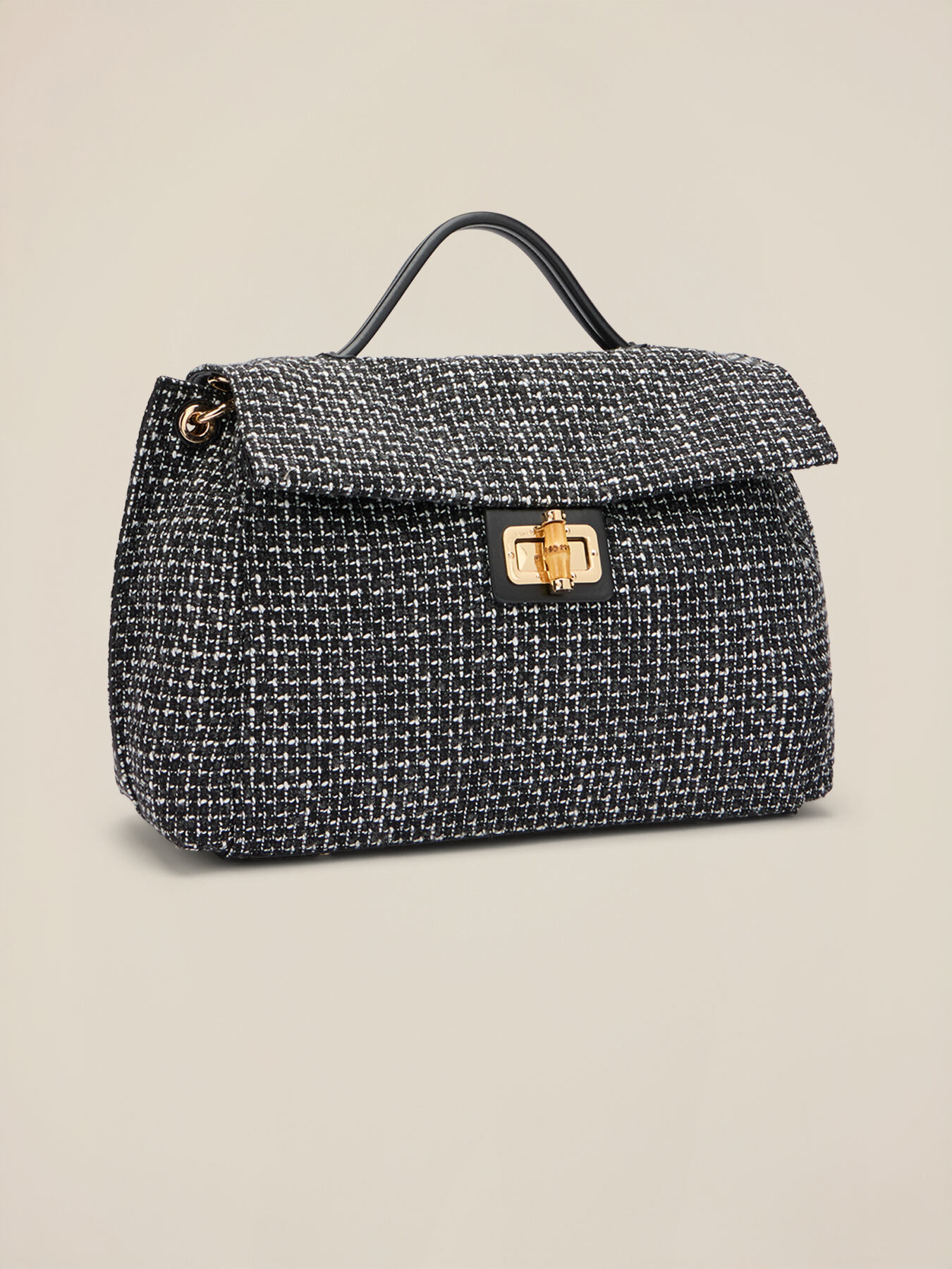 Tweed clutch bag with metal clasp image number 3