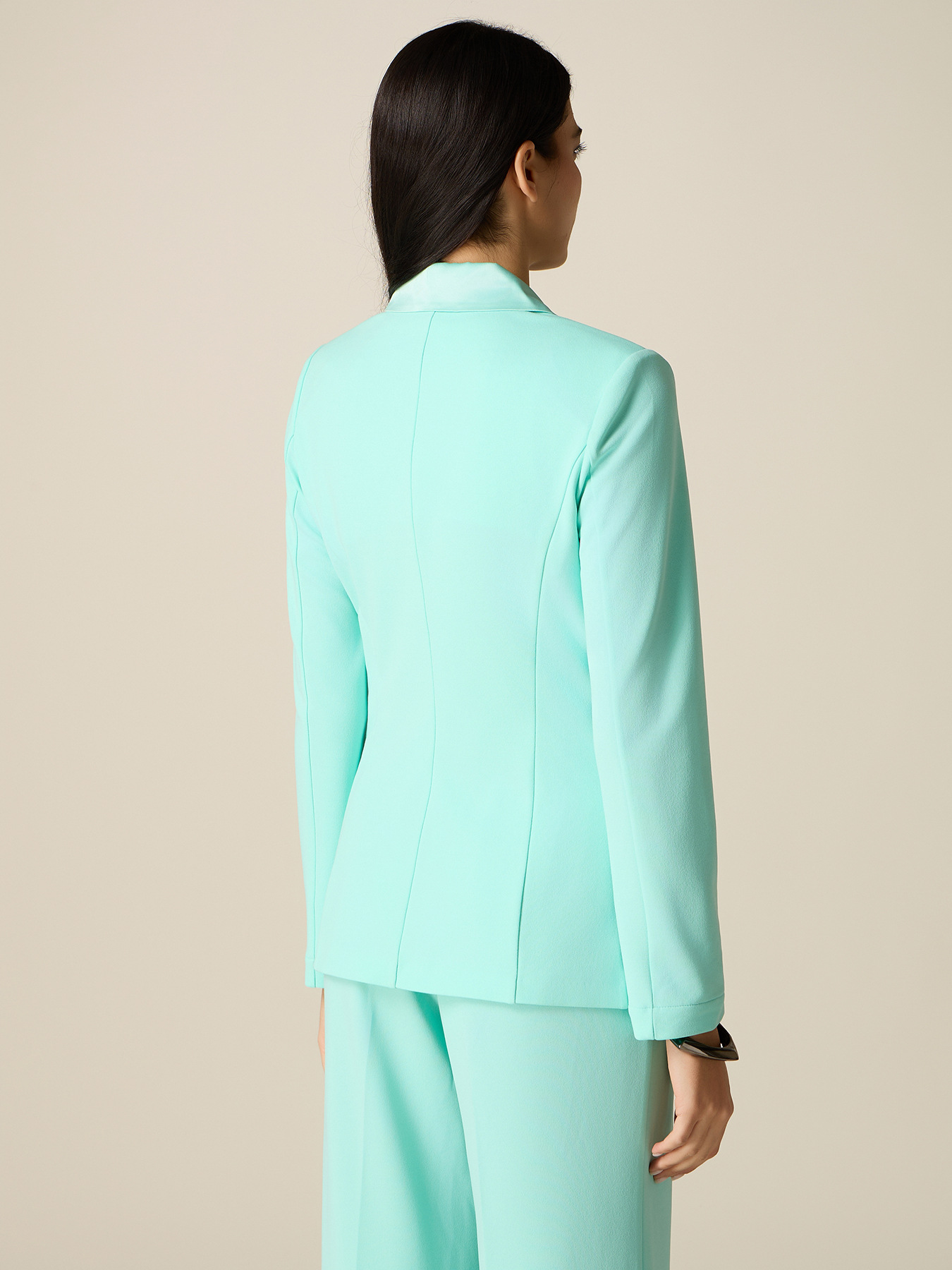 Double-breasted blazer with covered buttons image number 1