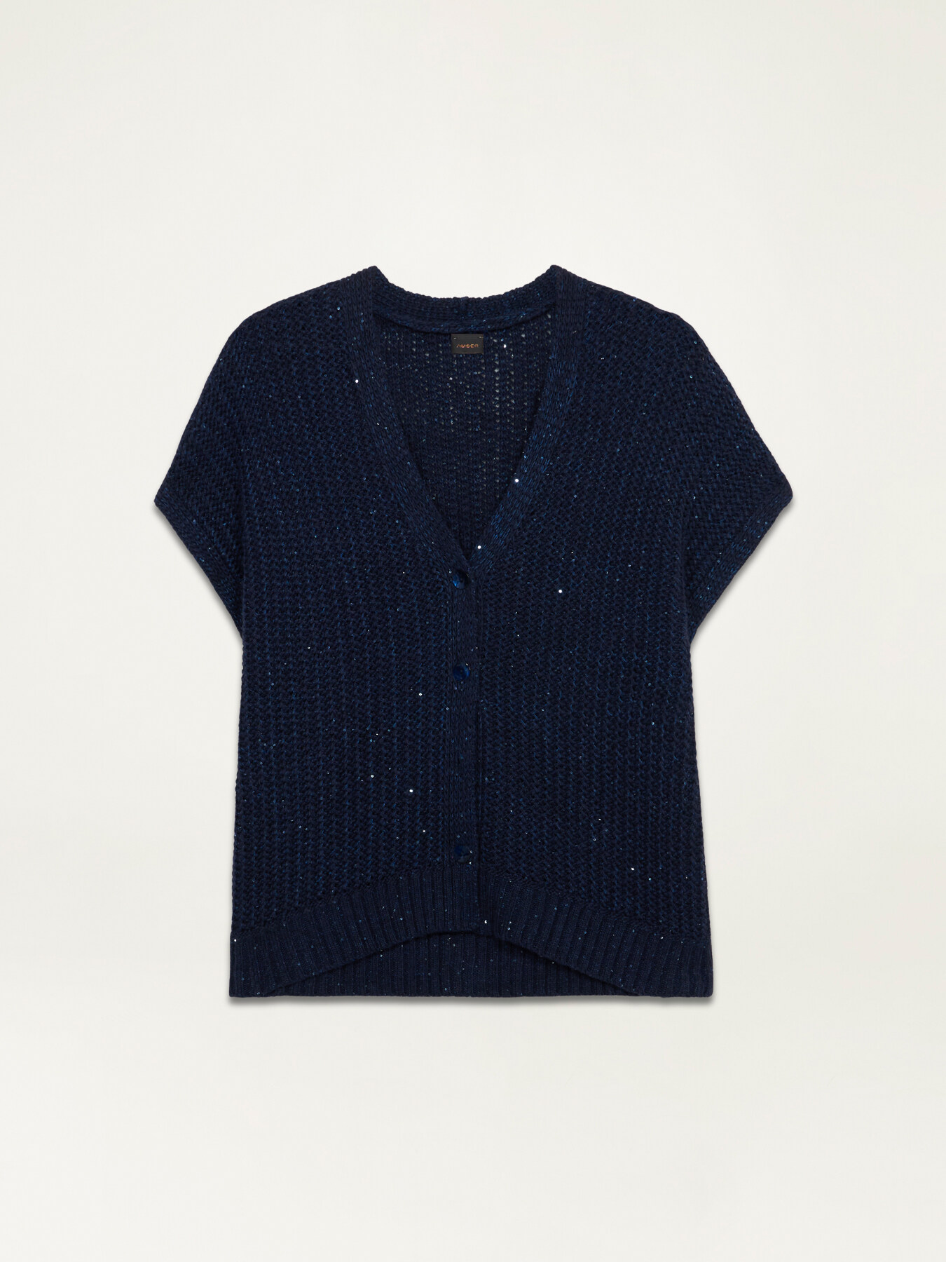 Sleeveless cardigan with tiny sequins image number 0