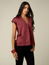 T-shirt bimaterica scollo a V image number 0