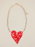 Metal necklace with oversized heart-shaped pendant image number 1