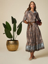 Patterned satin chemisier dress image number 3