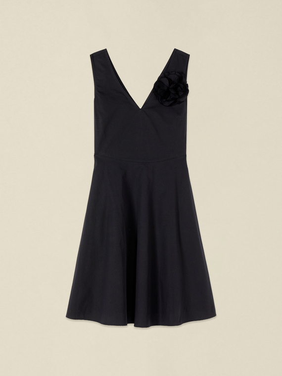 Flare dress in poplin with flower
