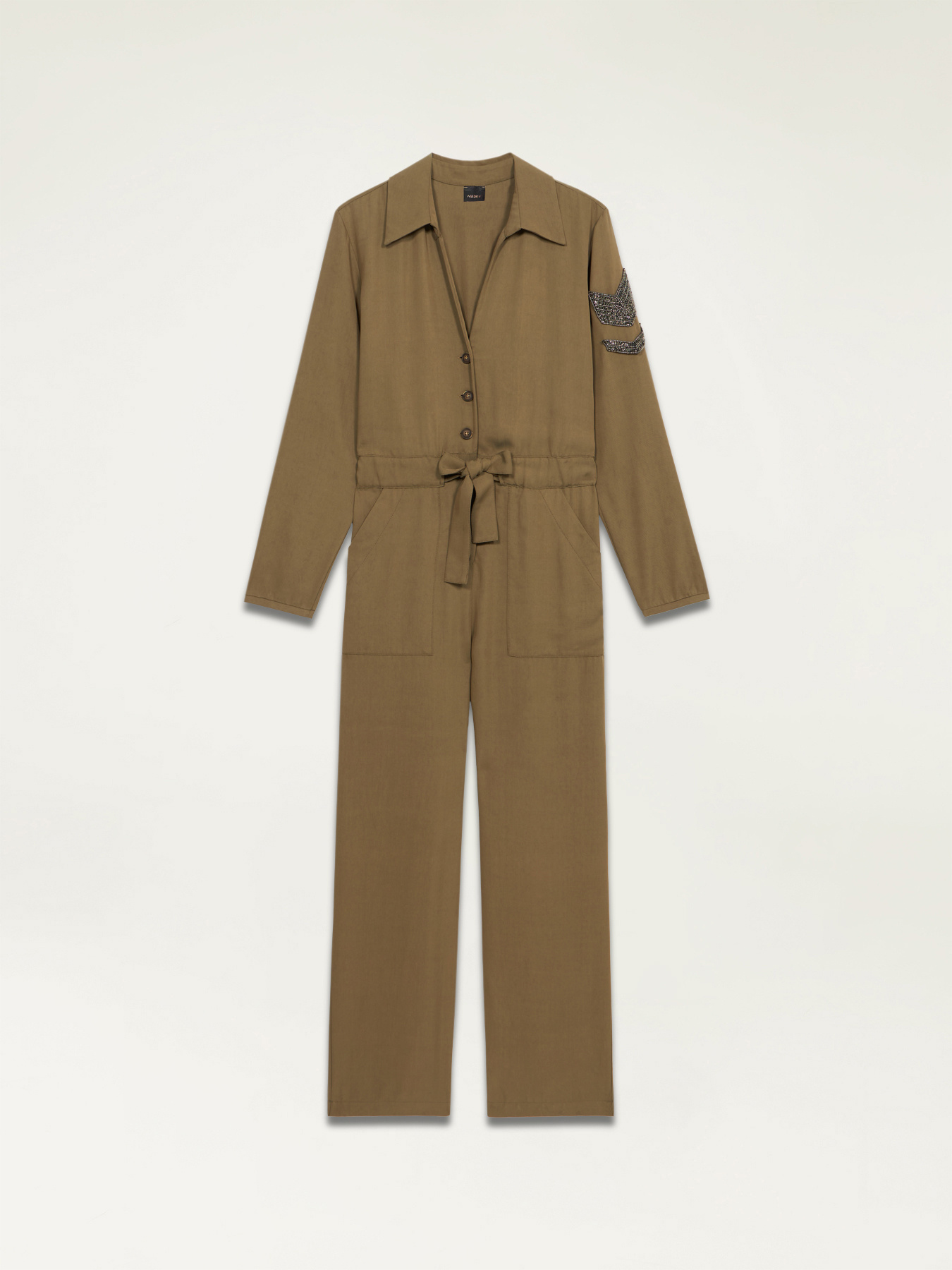 Tencel blend jumpsuit with emblems image number 4