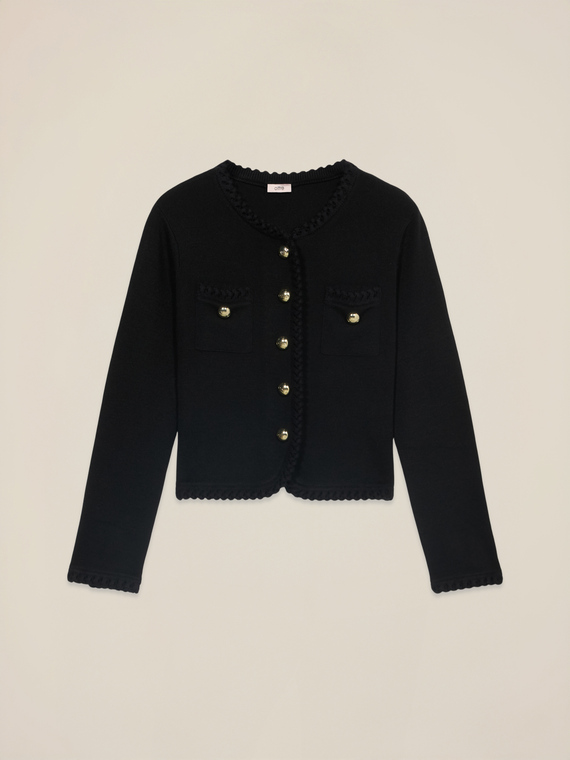 Veste en maille avec bordures travaill&eacute;es