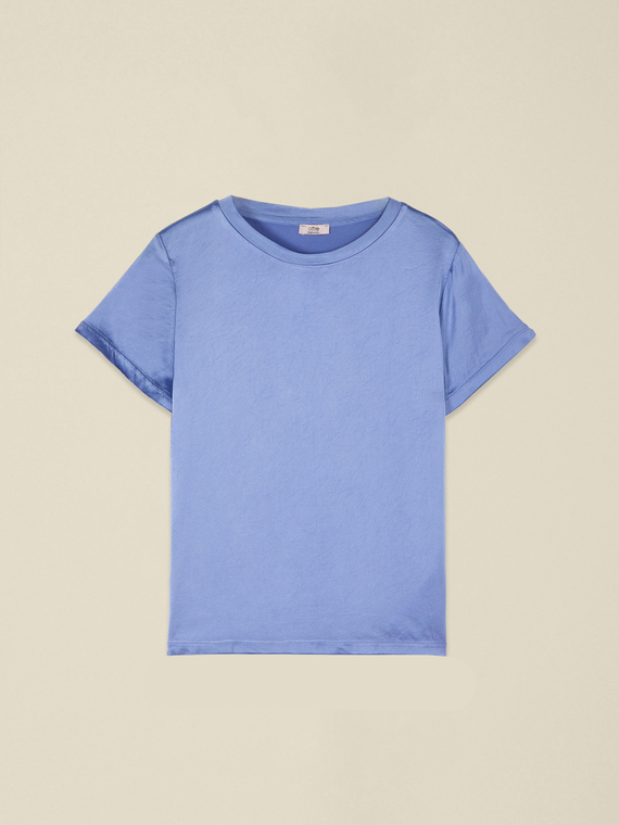 Short sleeve satin blouse