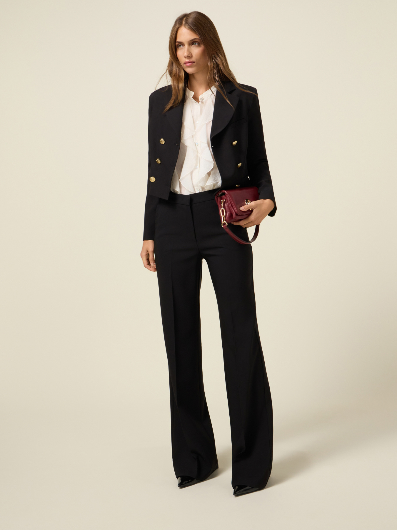 Wide-leg palazzo pants in technical fabric image number 5