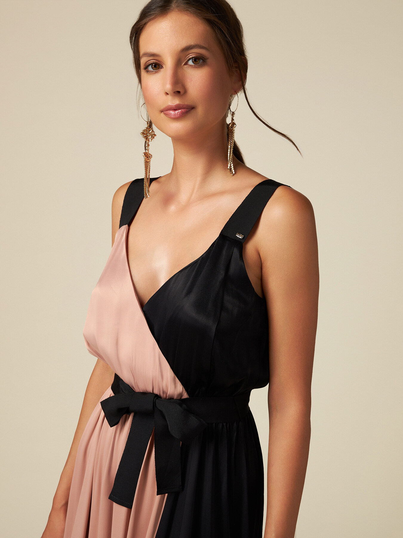 Vestito bicolor in raso image number 2