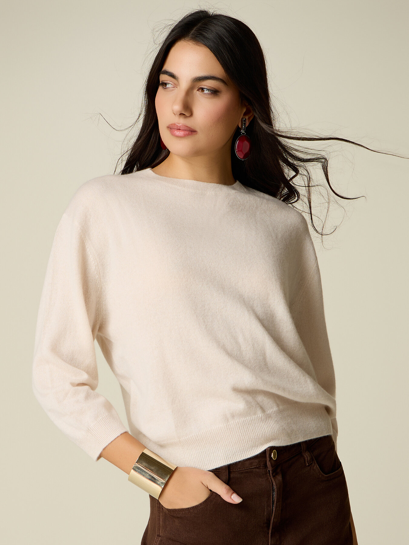 Cashmere sweater with puff sleeves image number 0