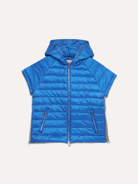 Down jacket with short sleeves