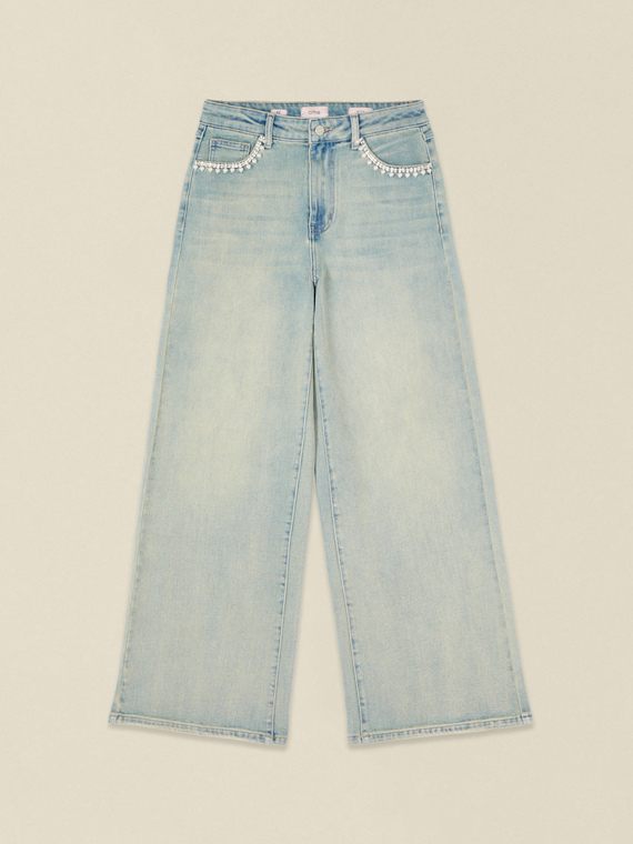 Jeans palazzo con aplicaciones