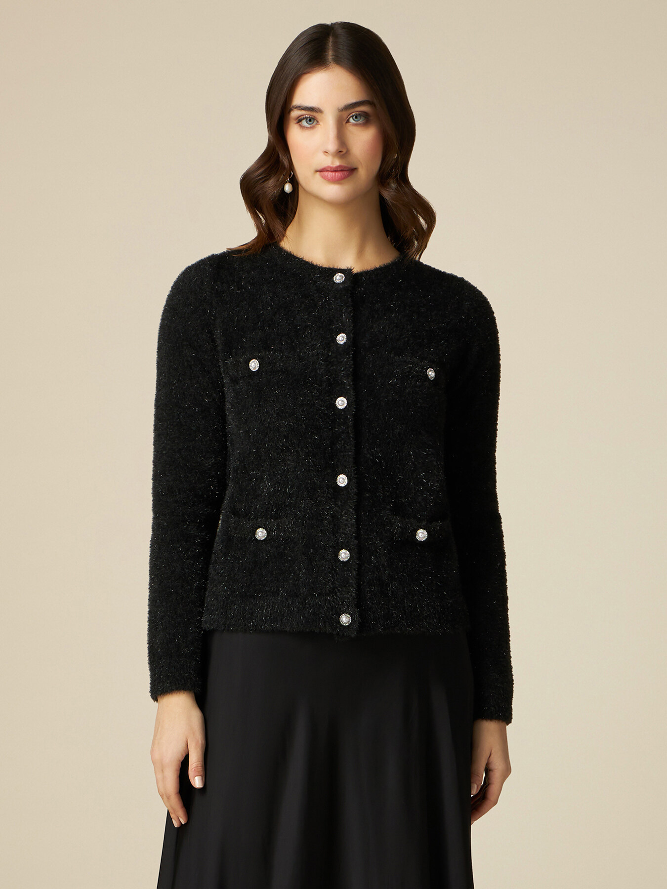 Plush effect lurex cardigan image number 0