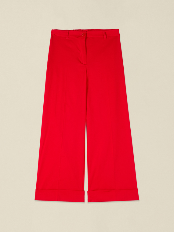 Cotton blend cropped trousers