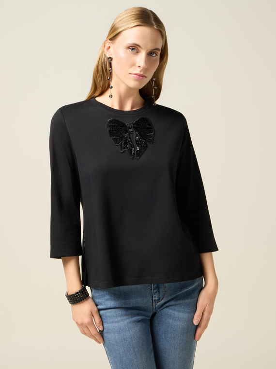 Jersey T-shirt with sequin patch