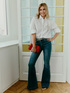 Flare jeans with frayed hem image number 0