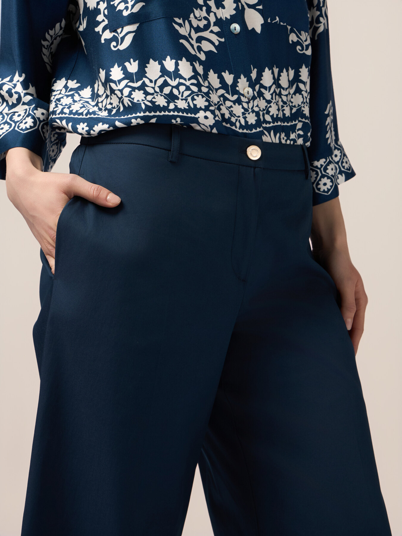 Pantaloni palazzo misto cotone image number 2