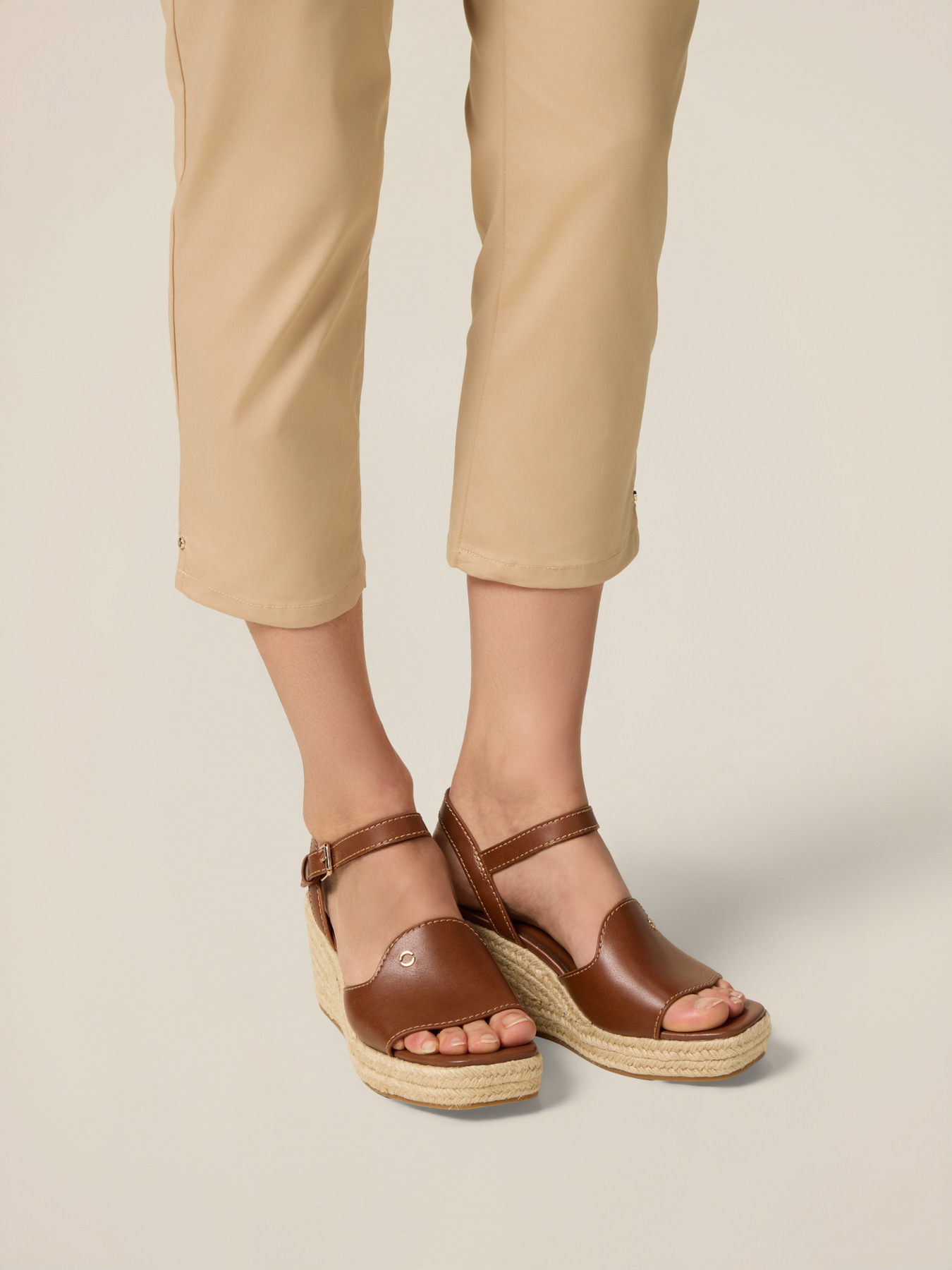Sandali platform con zeppa in corda image number 0