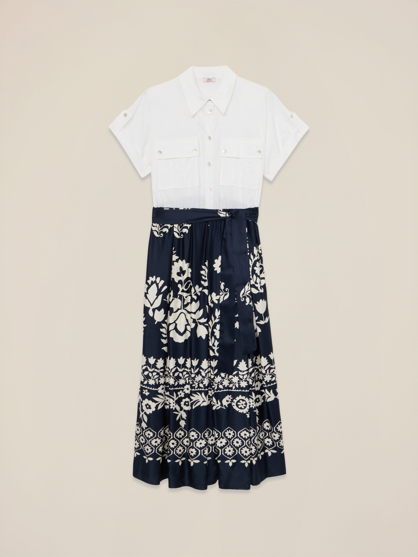 Vestito chemisier con gonna fantasia image number 4