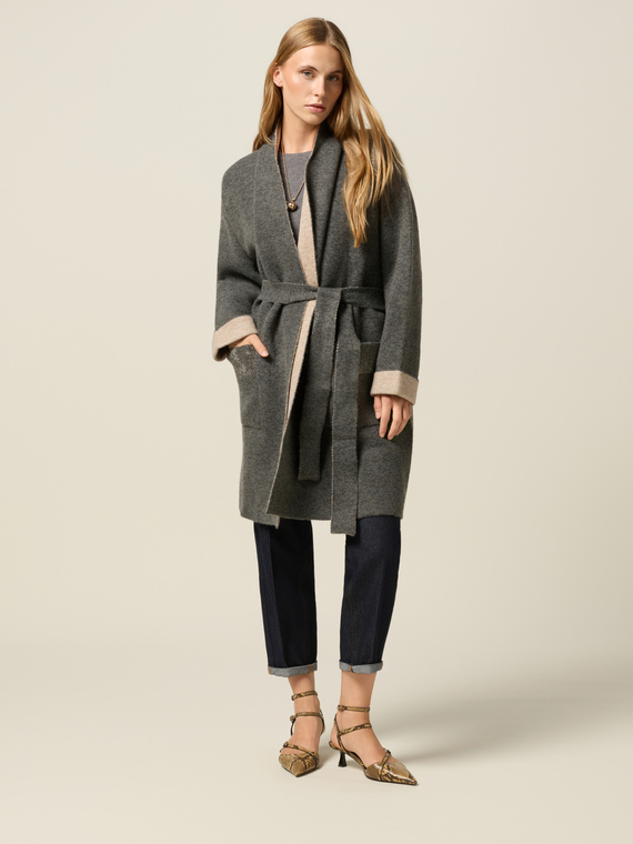 Cardigan double avec ceinture et d&eacute;tails lumineux