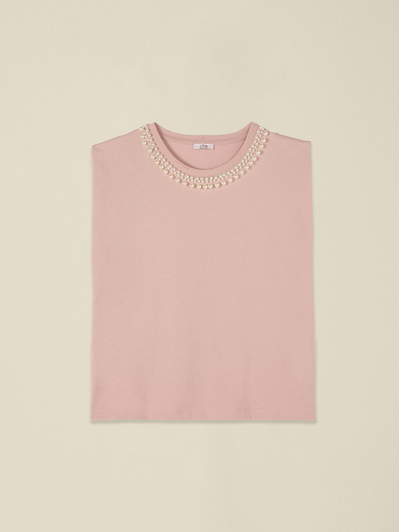 Cotton t-shirt with pearls