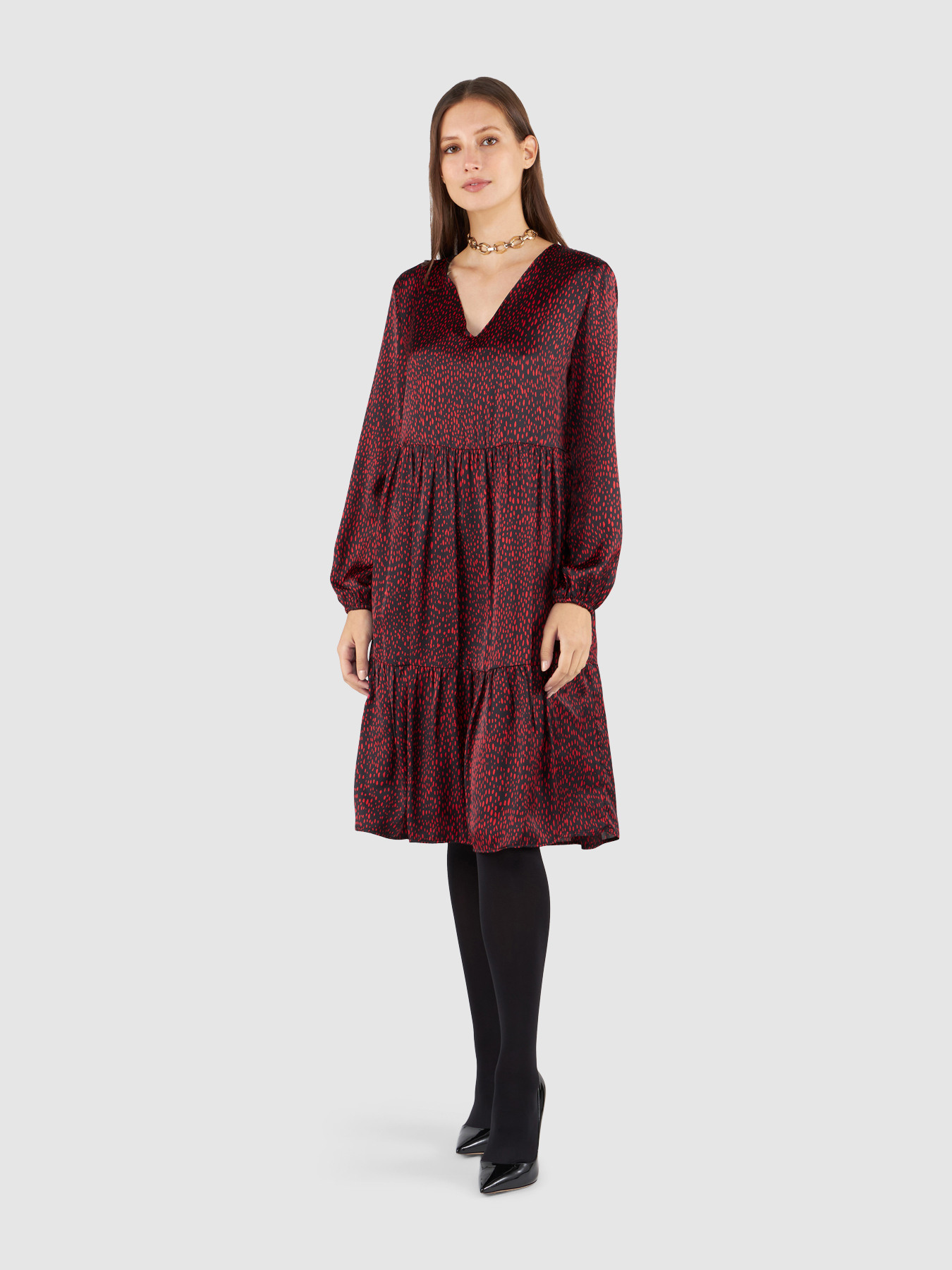 Gemustertes Satin-Kleid image number 0