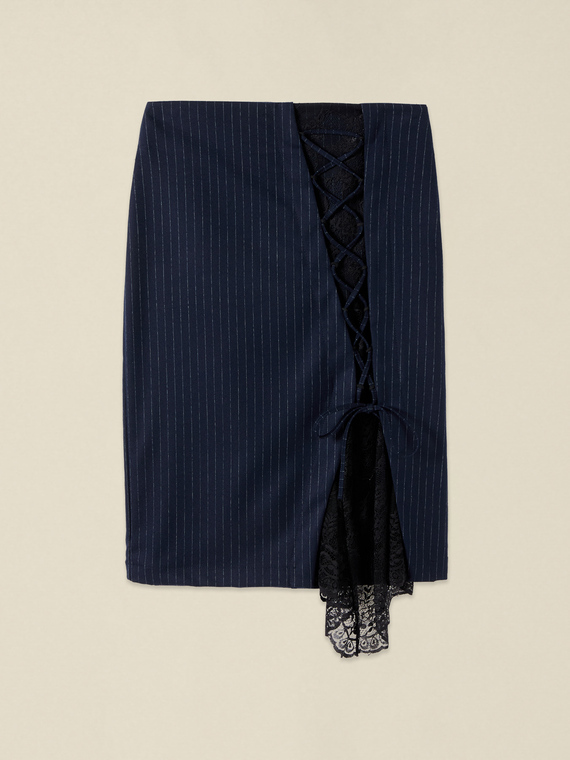 Pencil skirt with lace insert