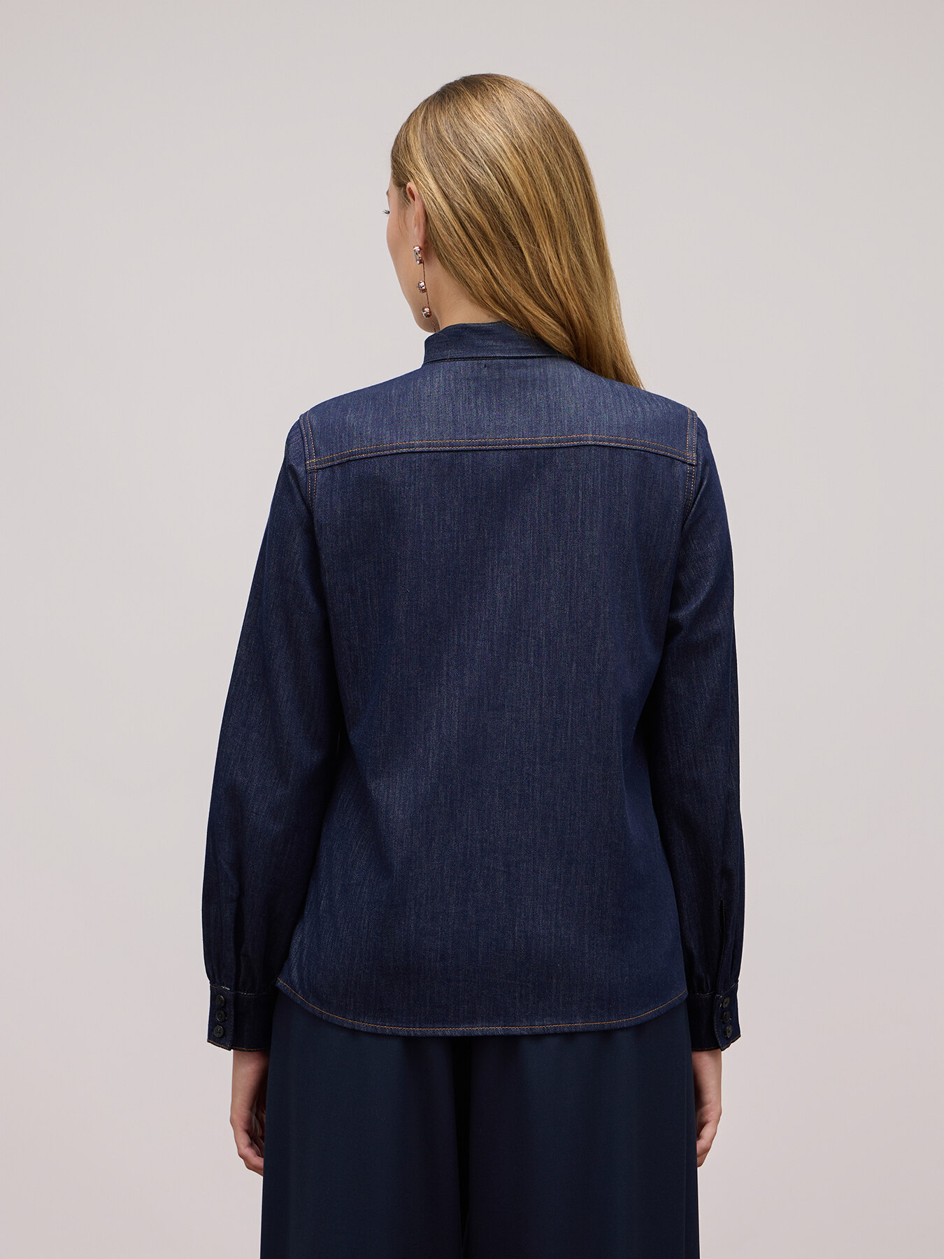 Denim shirt with bow image number 2