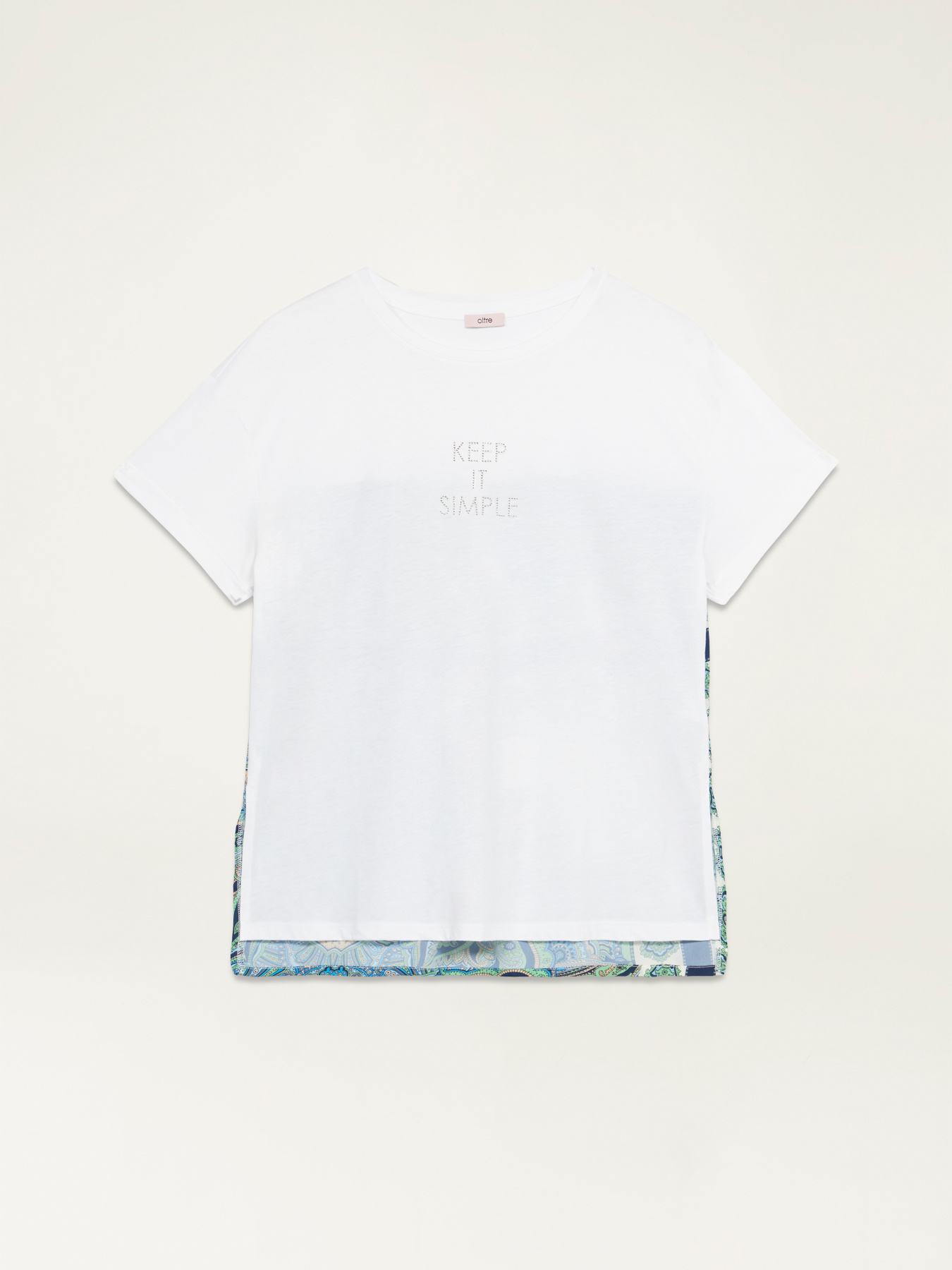 T-shirt with patterned satin part image number 3
