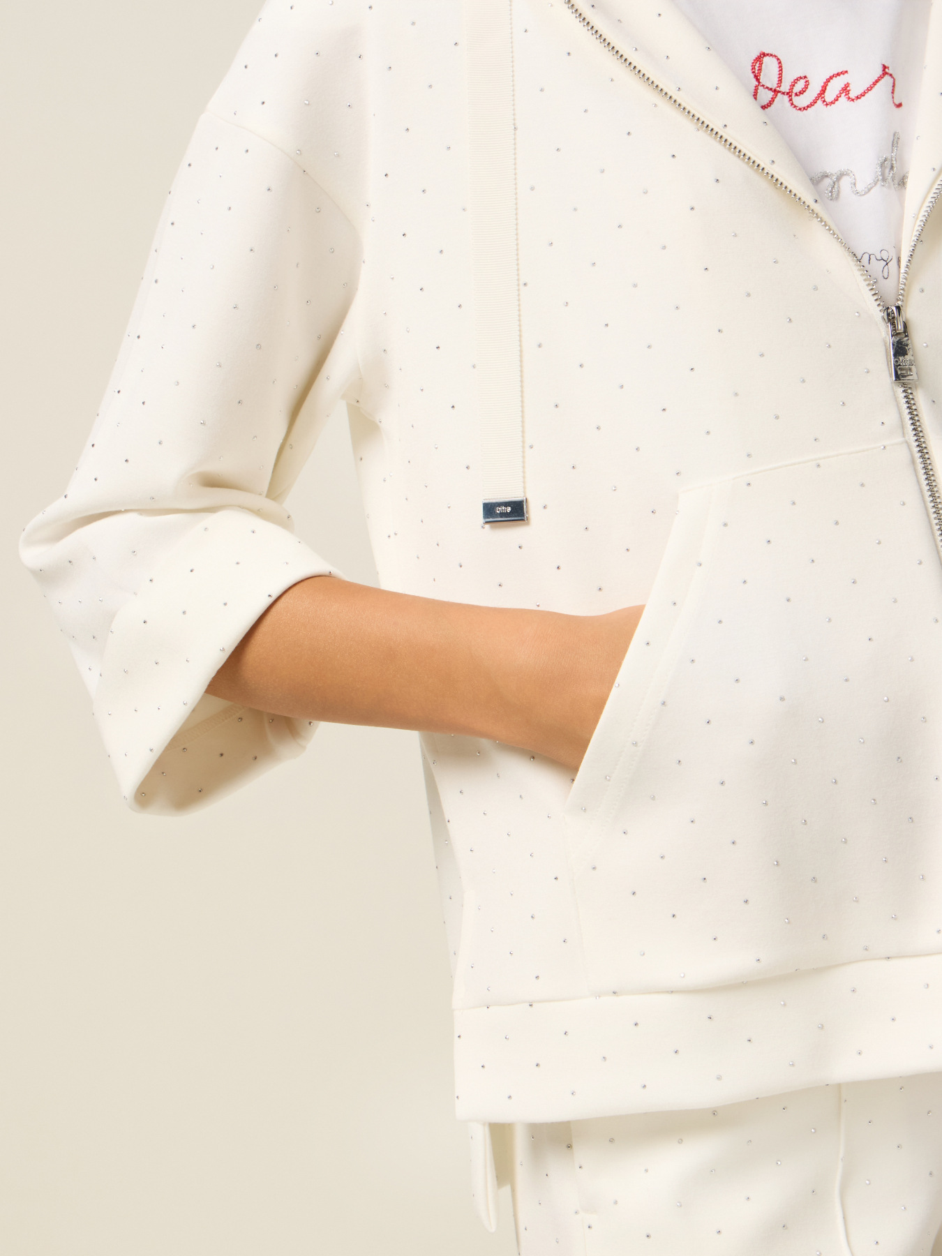 Felpa aperta con micro borchie image number 2