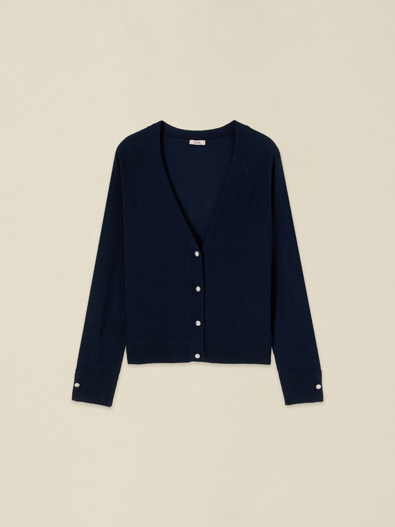 Cardigan mit V-Ausschnitt und Knopfdetail