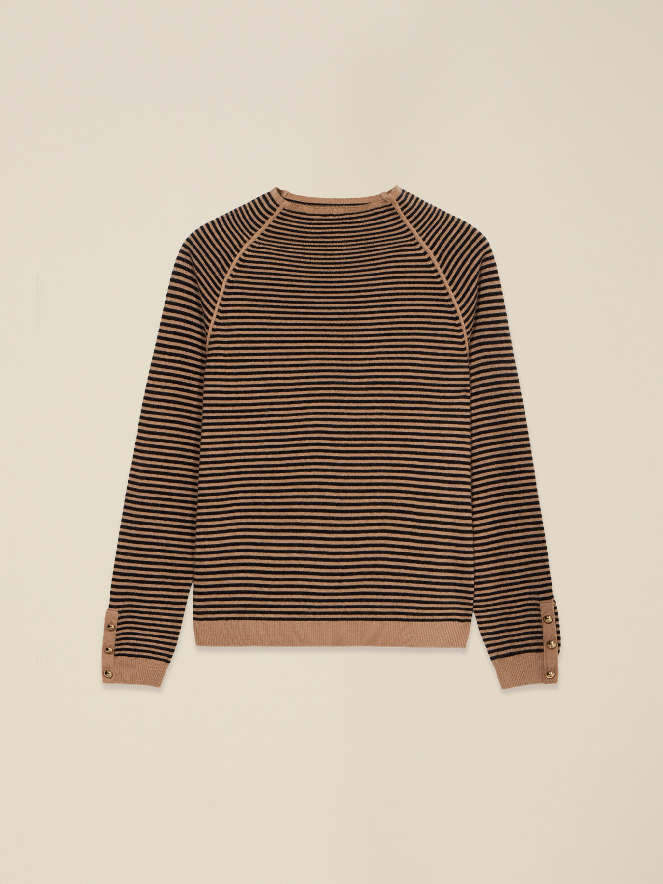 Mixed wool striped sweater with button detail image number 3