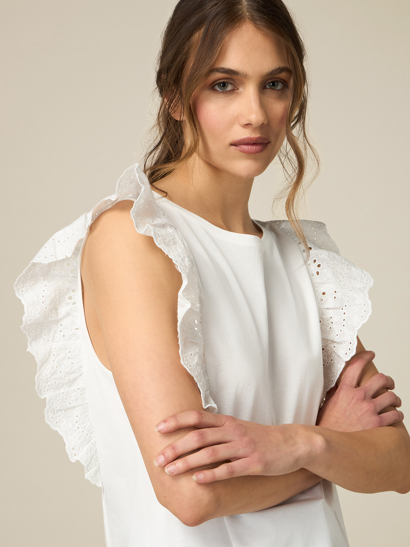 Broderie anglaise ruffle top image number 2