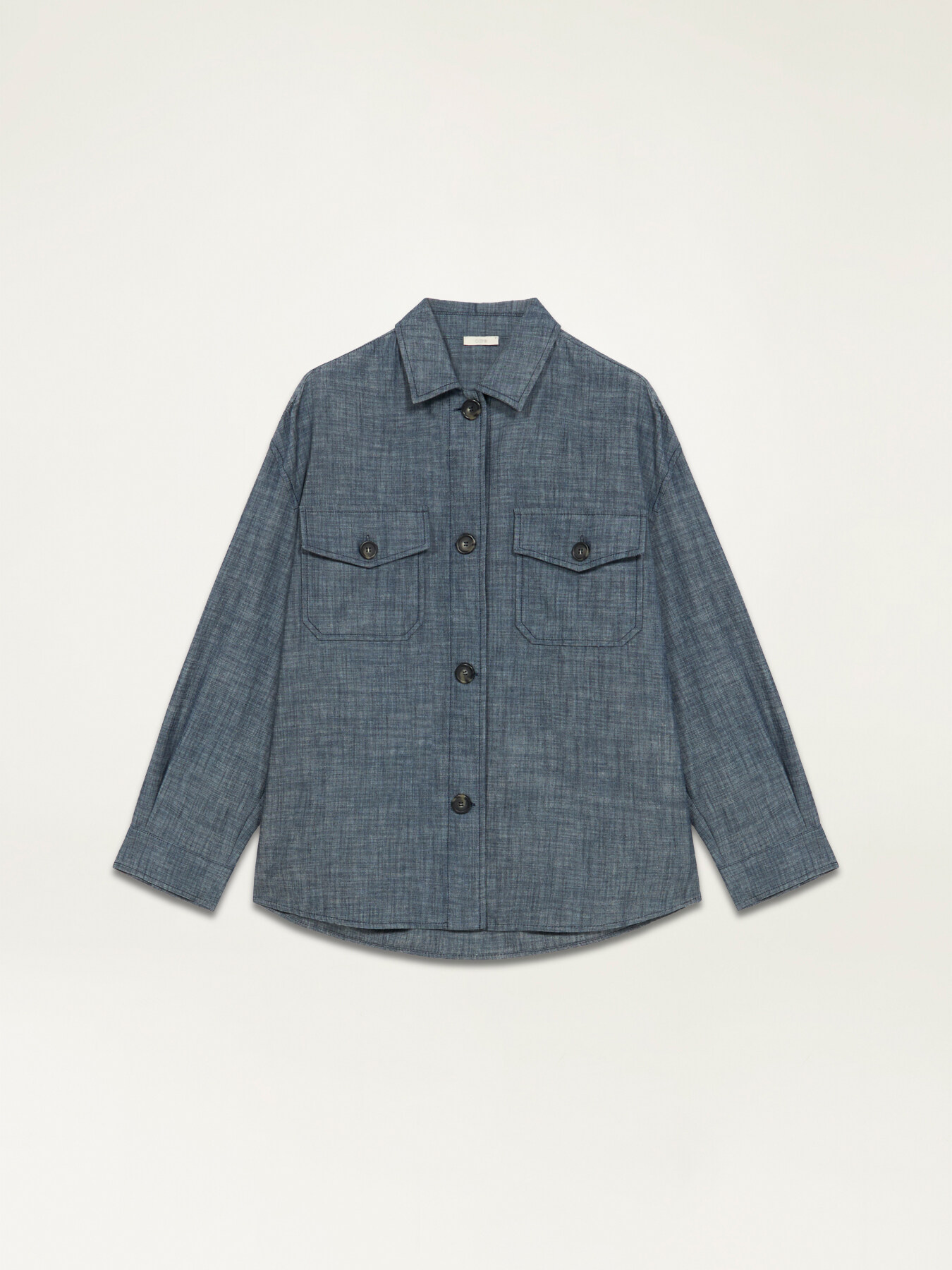 Camisa amplia mezcla de lino efecto denim image number 3
