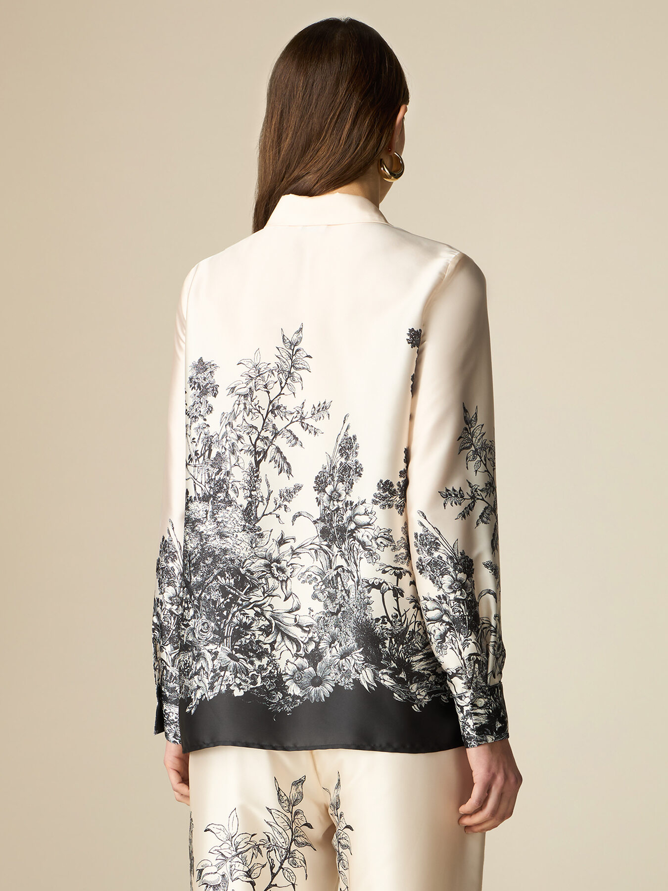 Hemdbluse aus gemustertem Satin image number 1