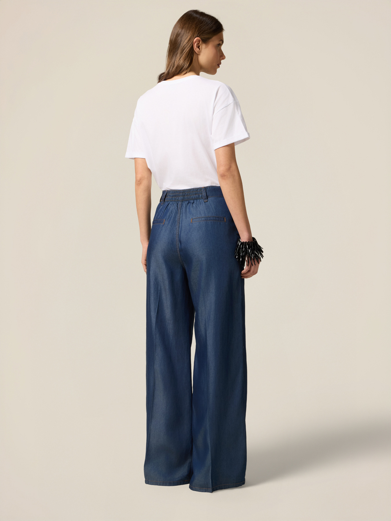 Pantaloni palazzo in tencel image number 1