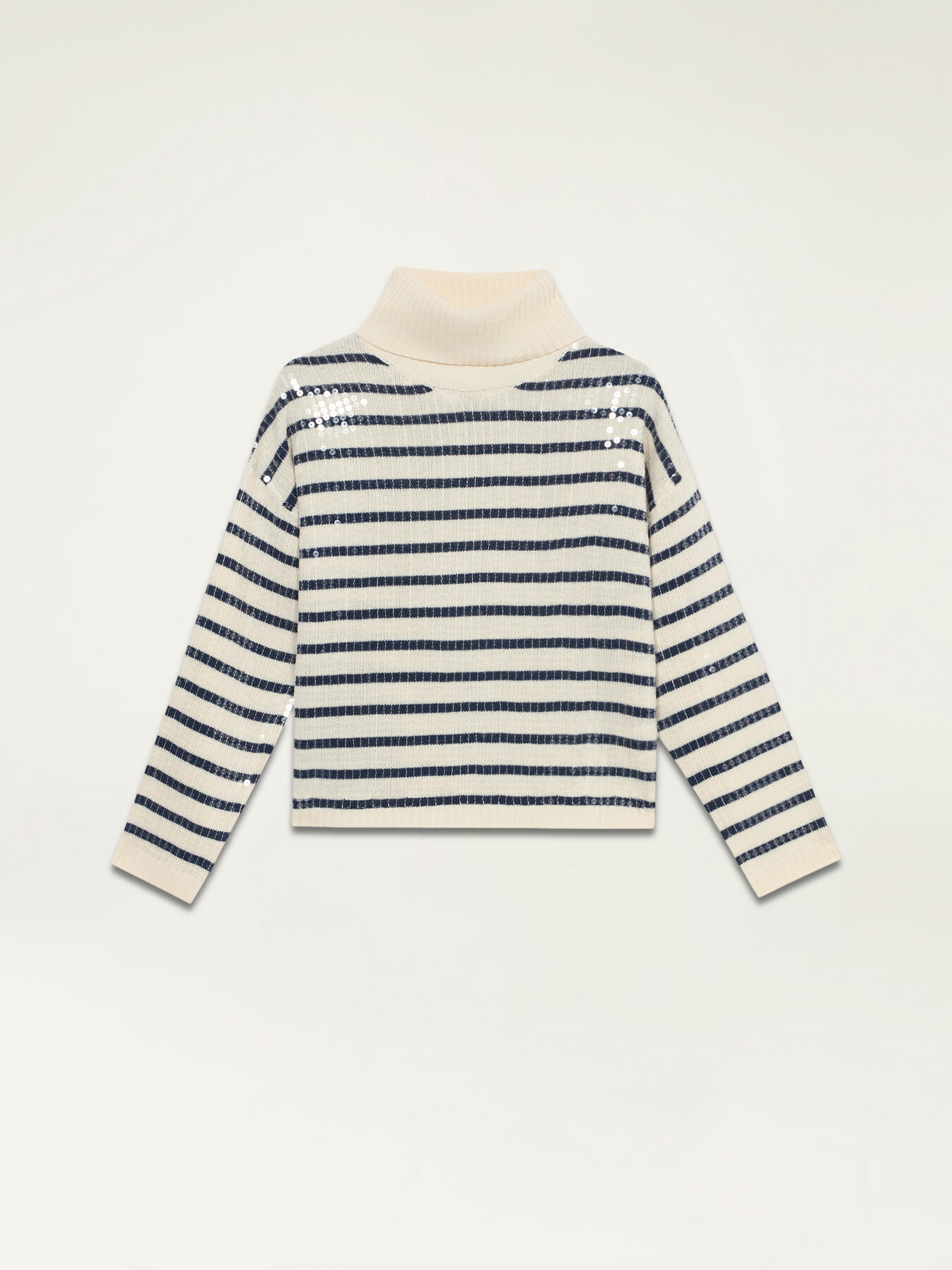 Gestreifter Rollkragenpullover mit Pailletten image number 3