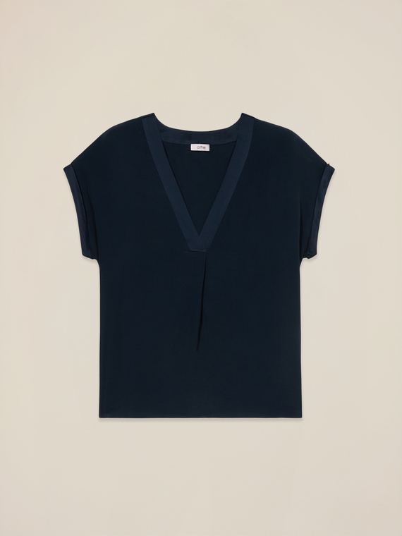 Blusa escote en V de viscosa