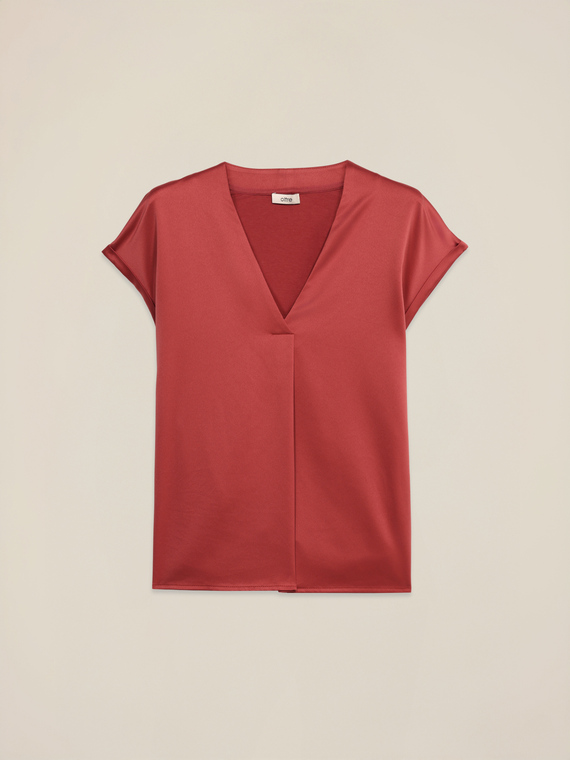 V-neck satin blouse