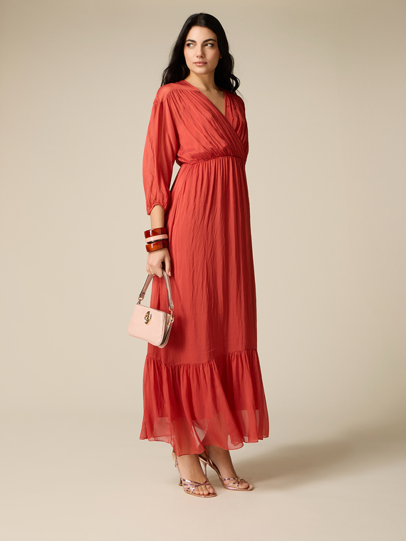 Long dress in silk blend voile