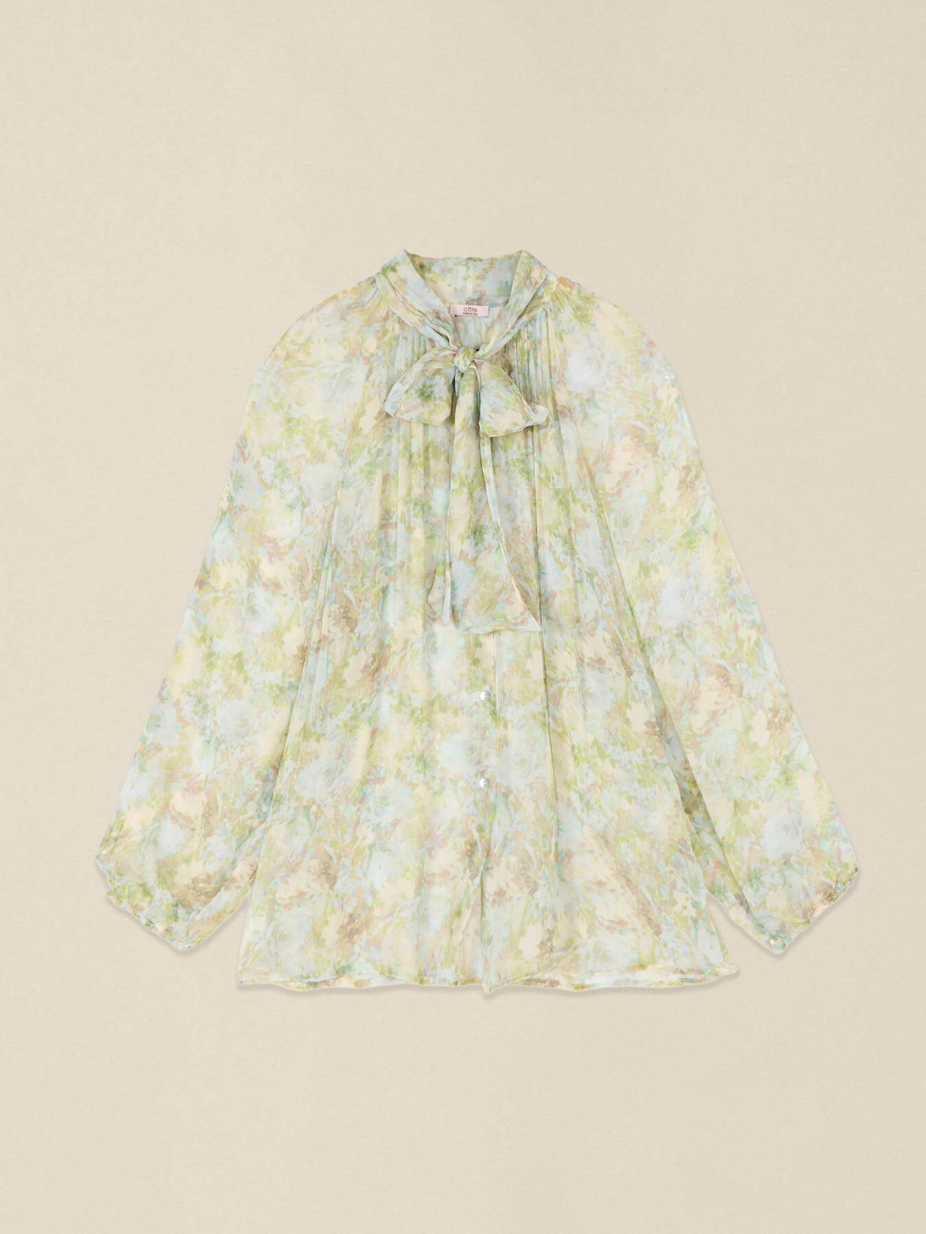 Bluse aus plissierter Viskose mit Schleife image number 3