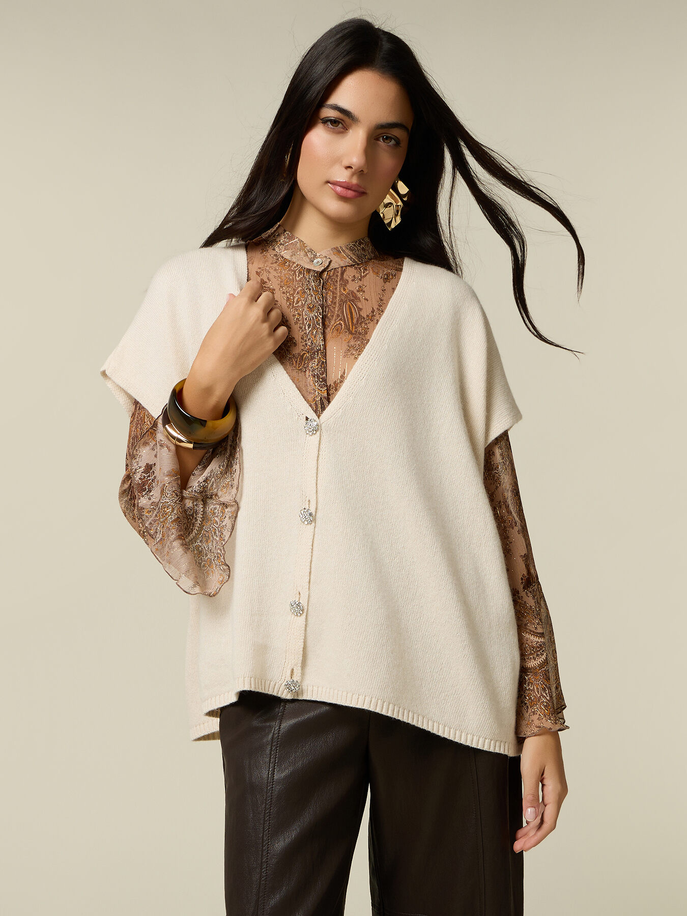 Cashmere-blend cardigan with jewel buttons image number 0