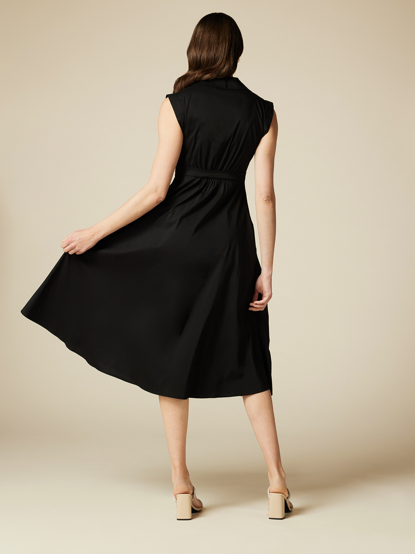 Sleeveless midi poplin dress image number 1