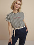 T-shirt a righe con ricamo image number 2