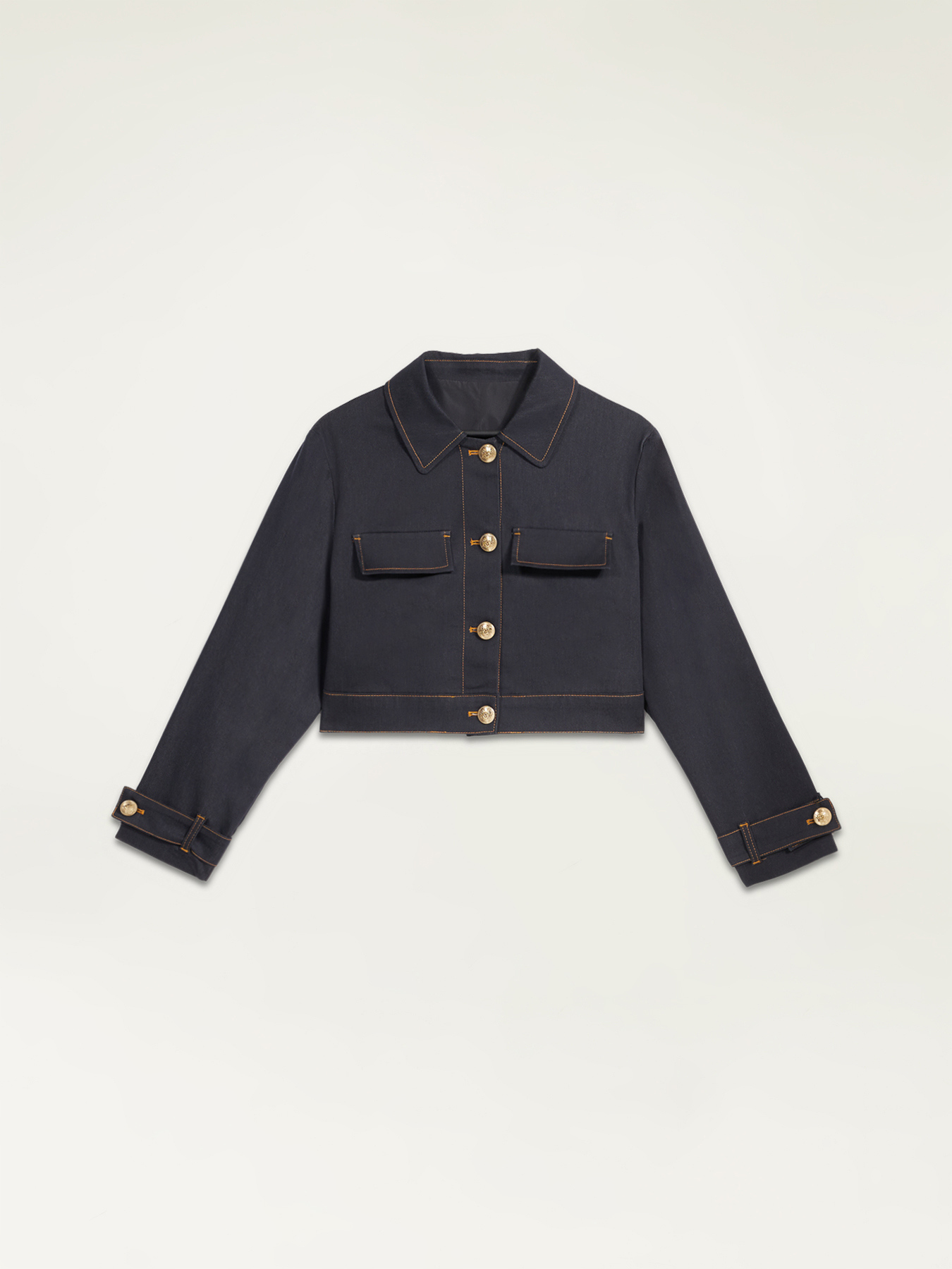 Cropped denim winter jacket image number 4