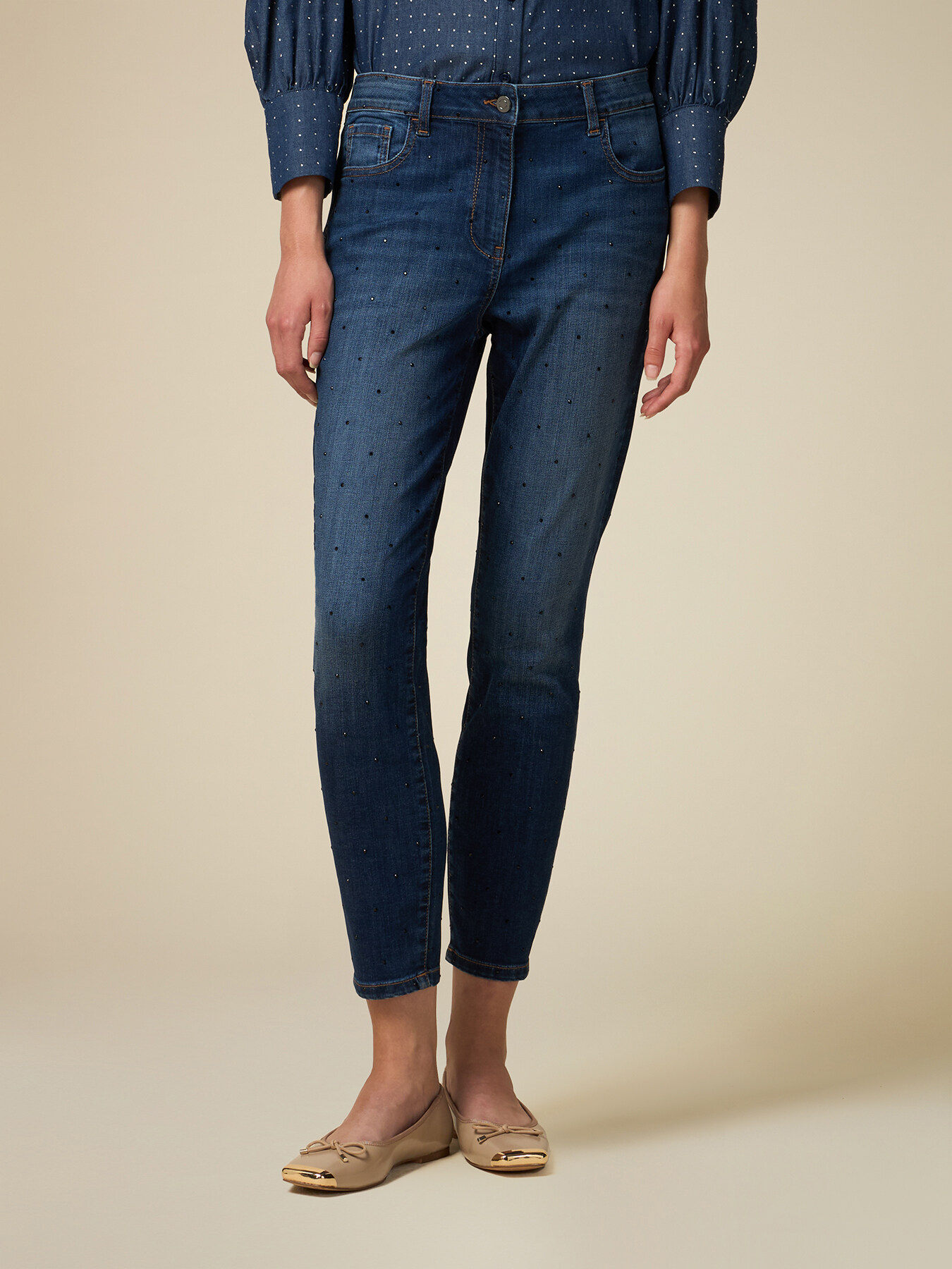 Vaqueros skinny con cristales image number 3