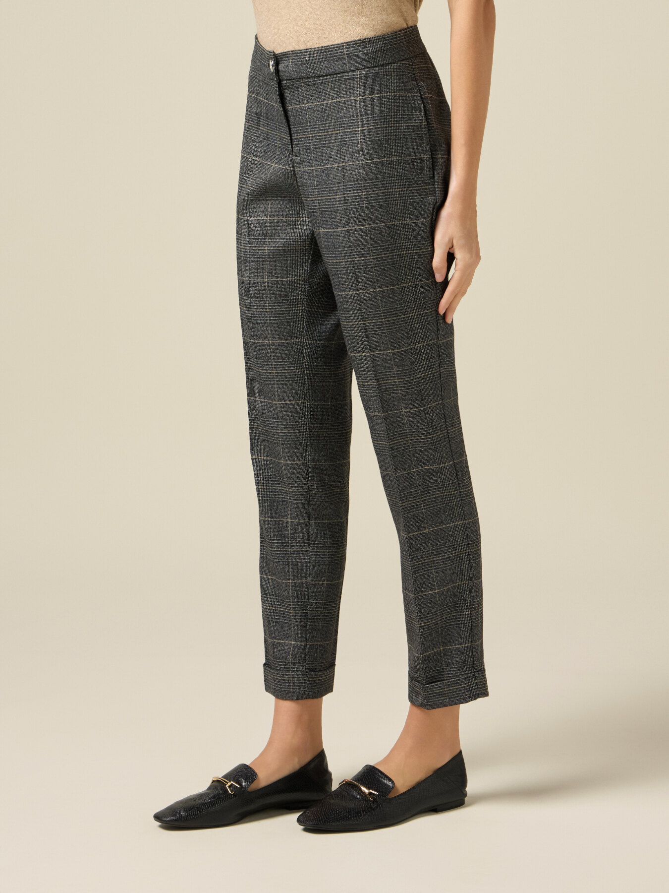 Regular check trousers image number 3