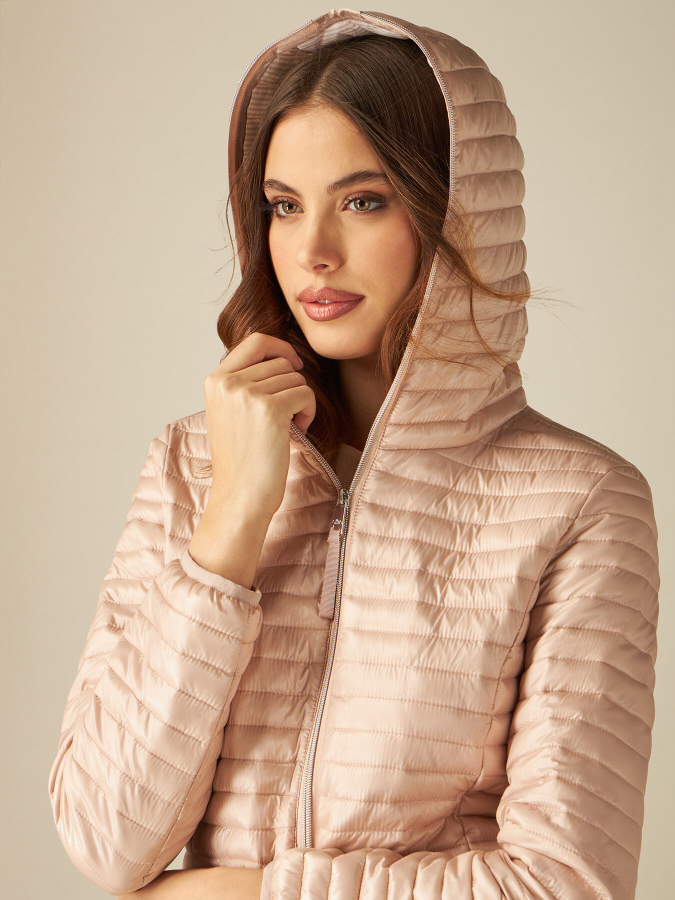 Lightweight down jacket with striped lining image number 2