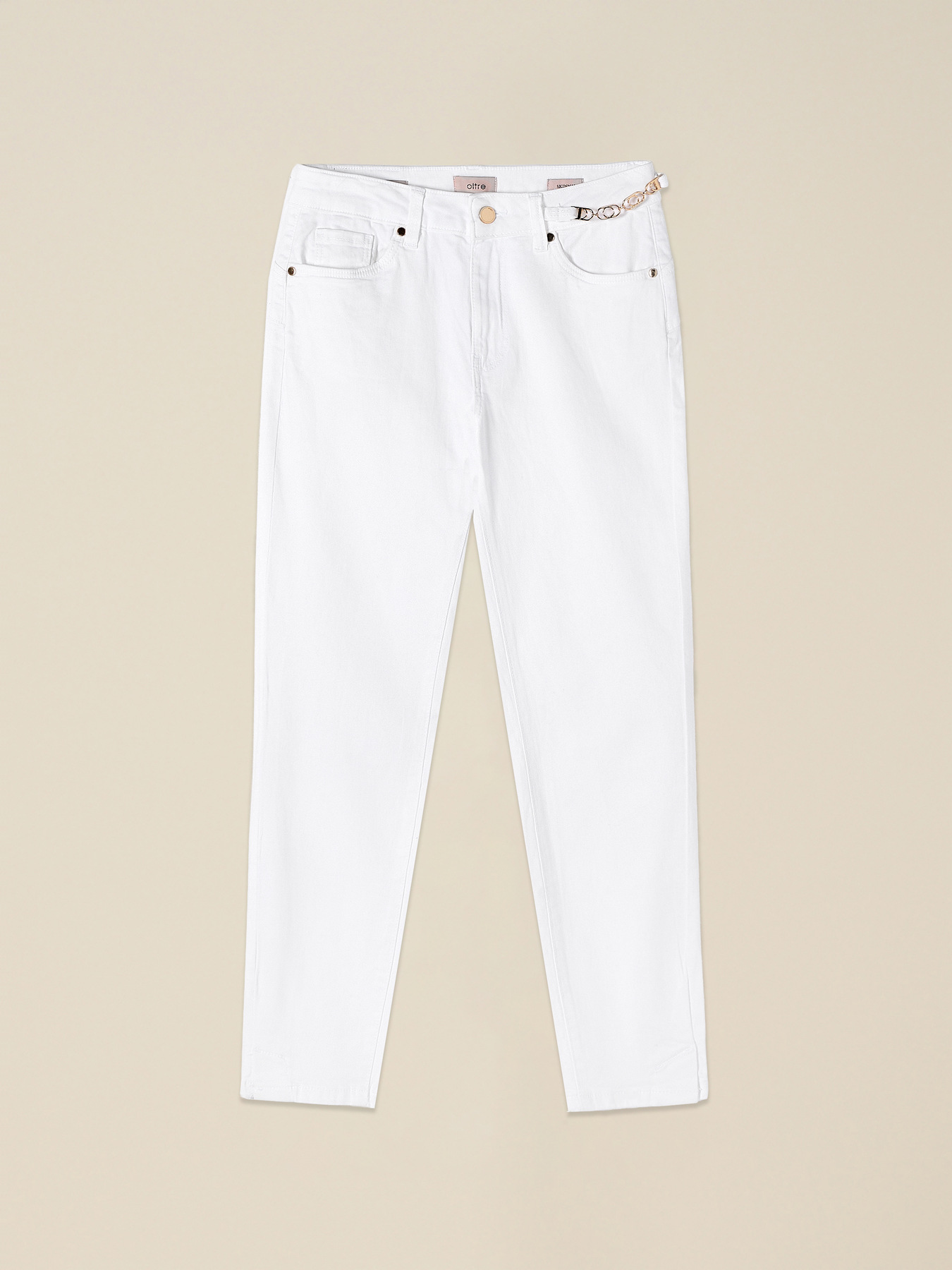 Skinny pants with metal chain image number 4