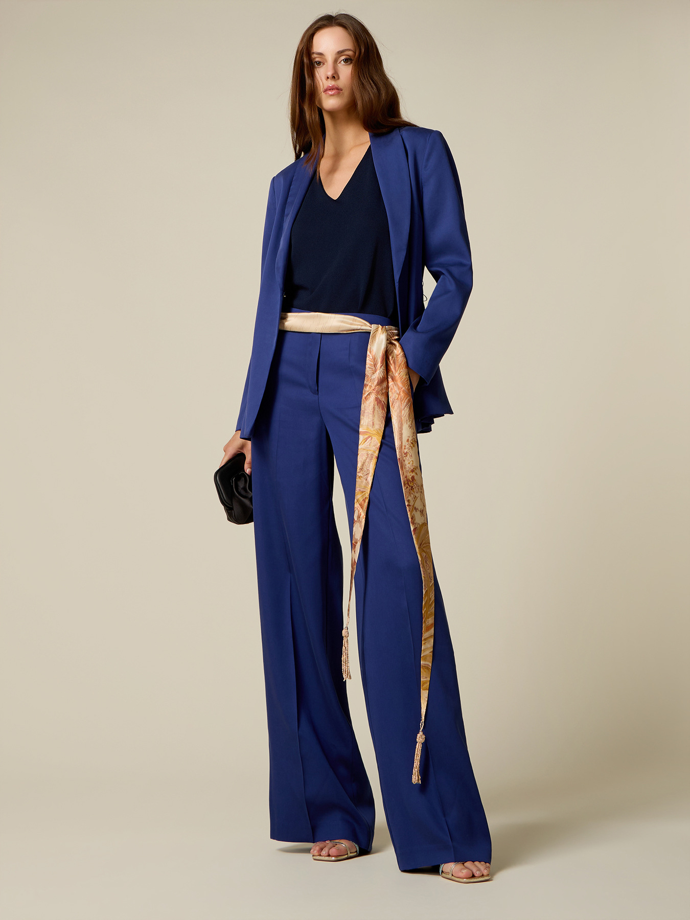 Pantalon palazzo en satin de lyocell image number 0