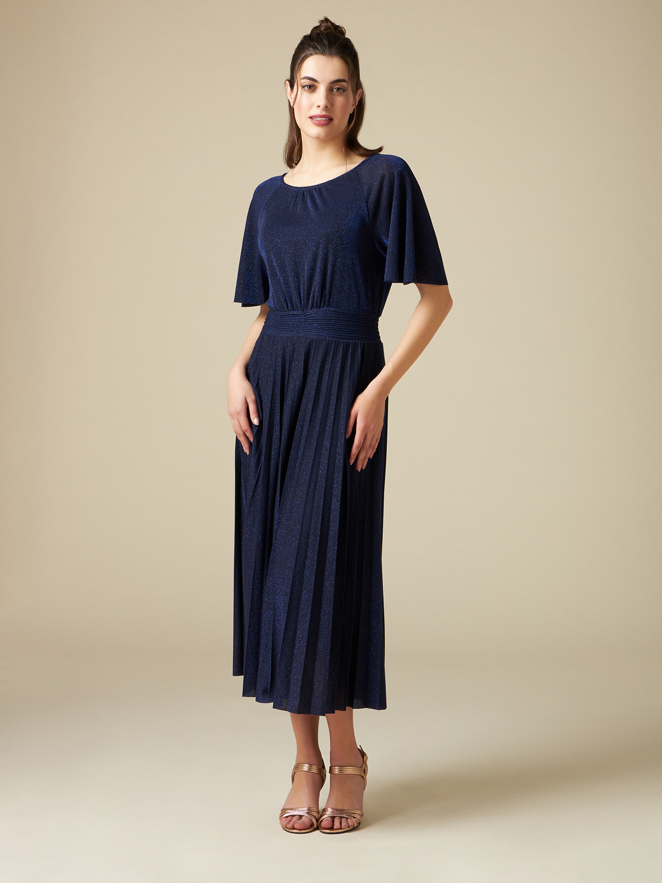 lurex pleated midi dress Midi dress in pleated lurex jersey